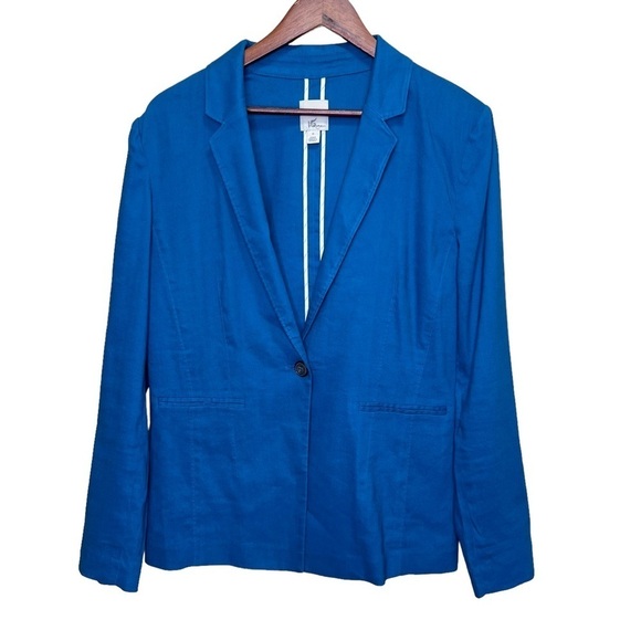 Halogen Blue Linen Lightweight Blazer Size Medium - Picture 1 of 11